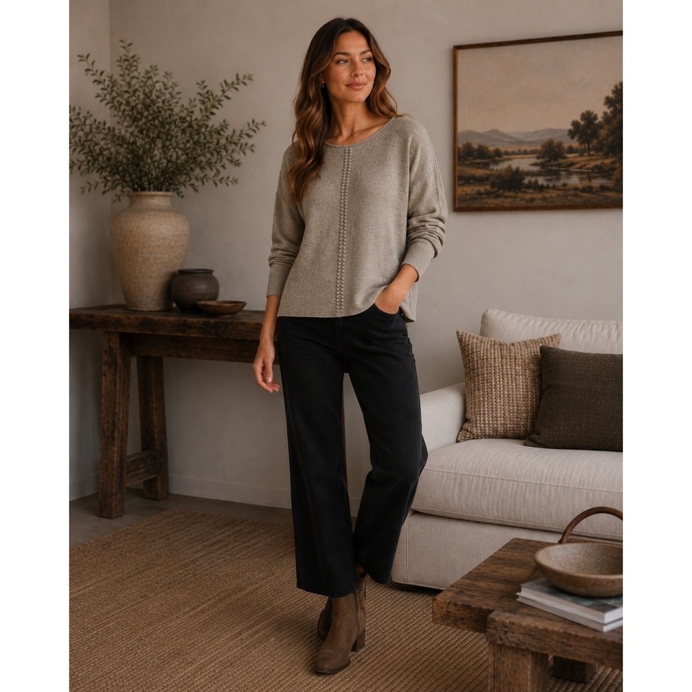 Soft Surroundings Sweater Women XS Tan Boho Minimalist Quiet Luxury
